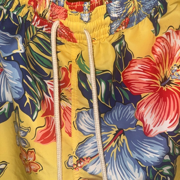 SOLD - Ralph Lauren Yellow Floral Athletic Swim Shorts - Picture 6 of 10